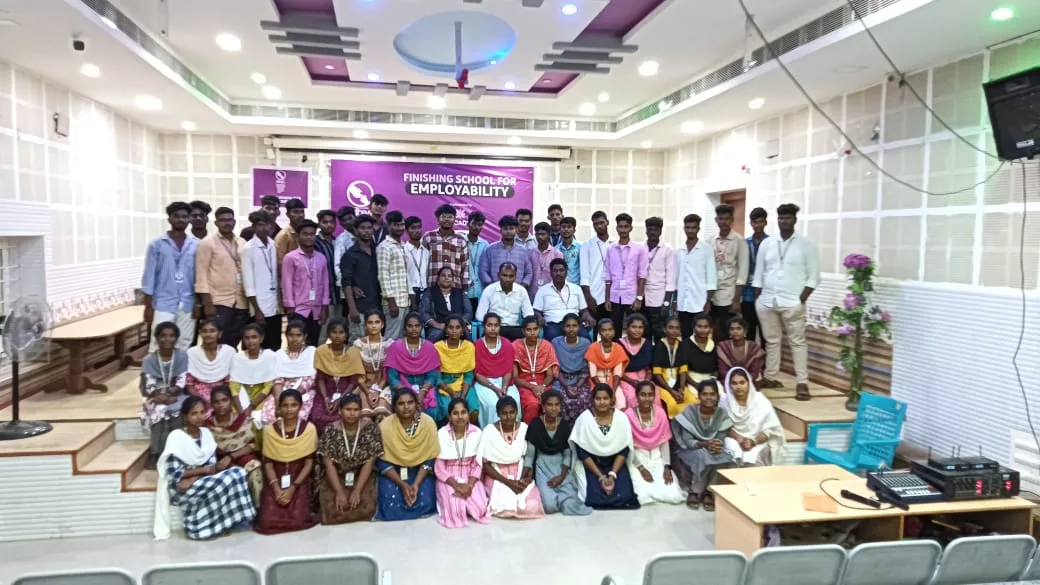 Large batch of students at Vidya Mandir Tamil Nadu attending the Finishing School for Employability program by Lijoys Solutions